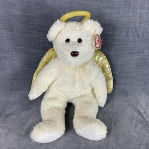TY Beanie Buddy Halo II Angel Bear 2000 14″ Gold Wings & Halo Retired Plush
